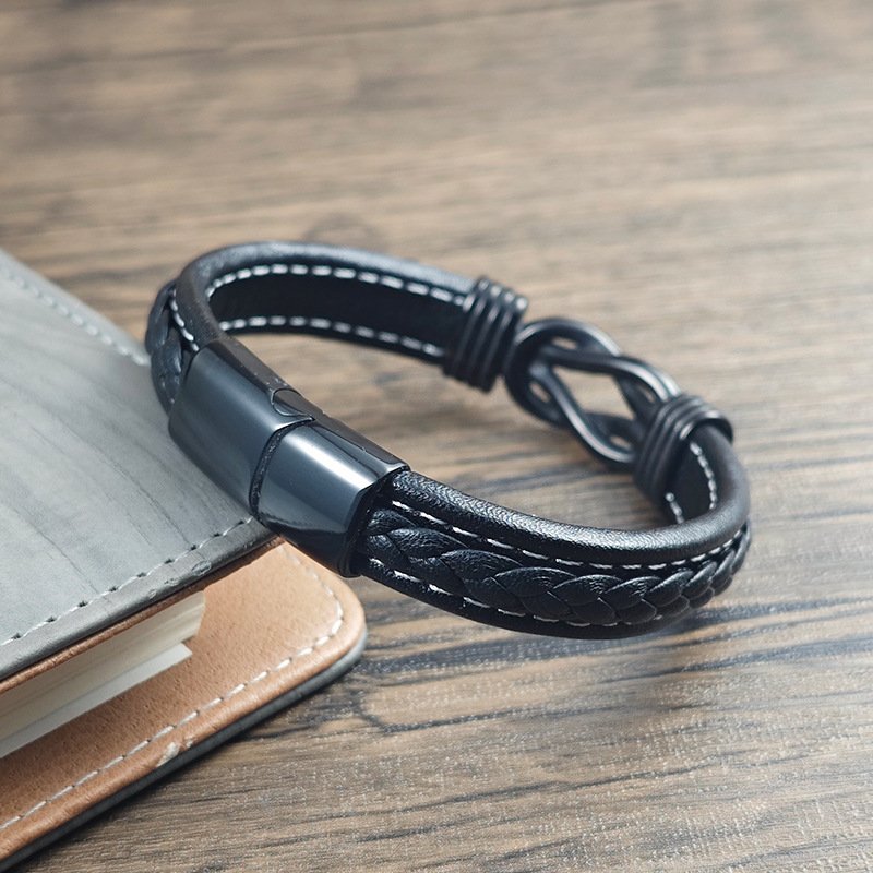 Men’s Microfiber Leather Knot Bracelet - Image 4