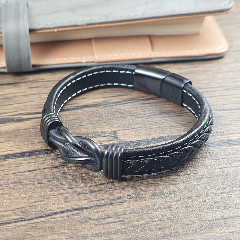 Men’s Microfiber Leather Knot Bracelet - Image 3
