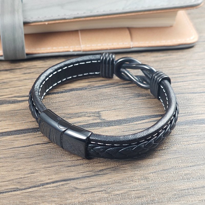 Men’s Microfiber Leather Knot Bracelet - Image 5